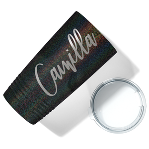 Cuptify Personalized on Black Rainbow Glitter 20 oz Stainless Steel Ringneck Tumbler