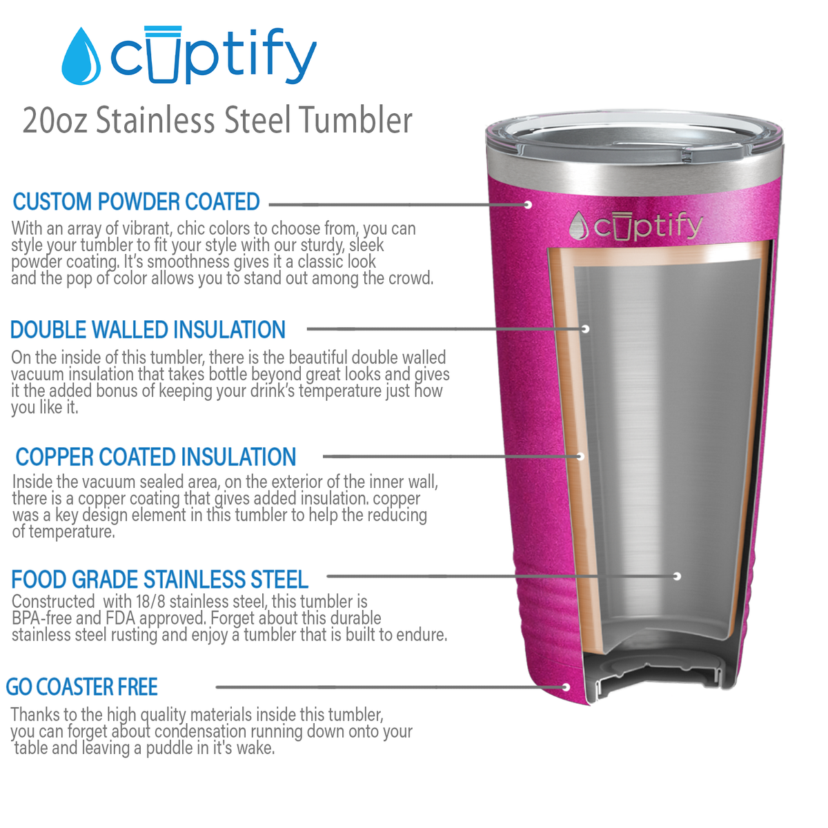 Pink Glitter 20oz Tumbler