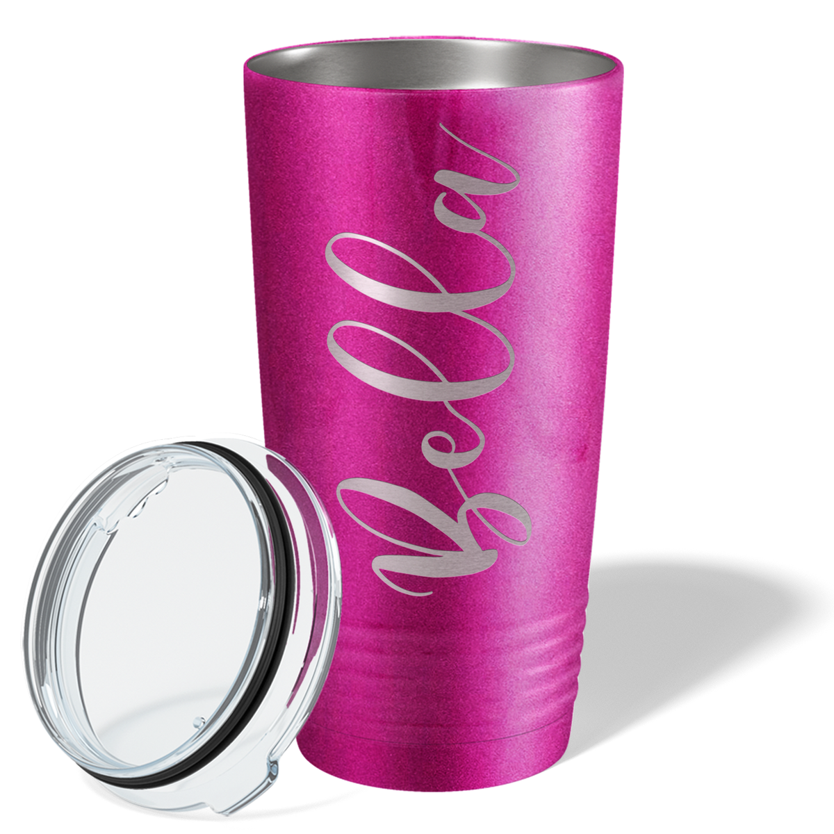 Cuptify Personalized on Hot Pink Glitter Glitter 20 oz Stainless Steel Ringneck Tumbler