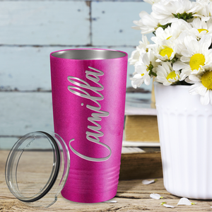 Cuptify Personalized on Hot Pink Glitter Glitter 20 oz Stainless Steel Ringneck Tumbler