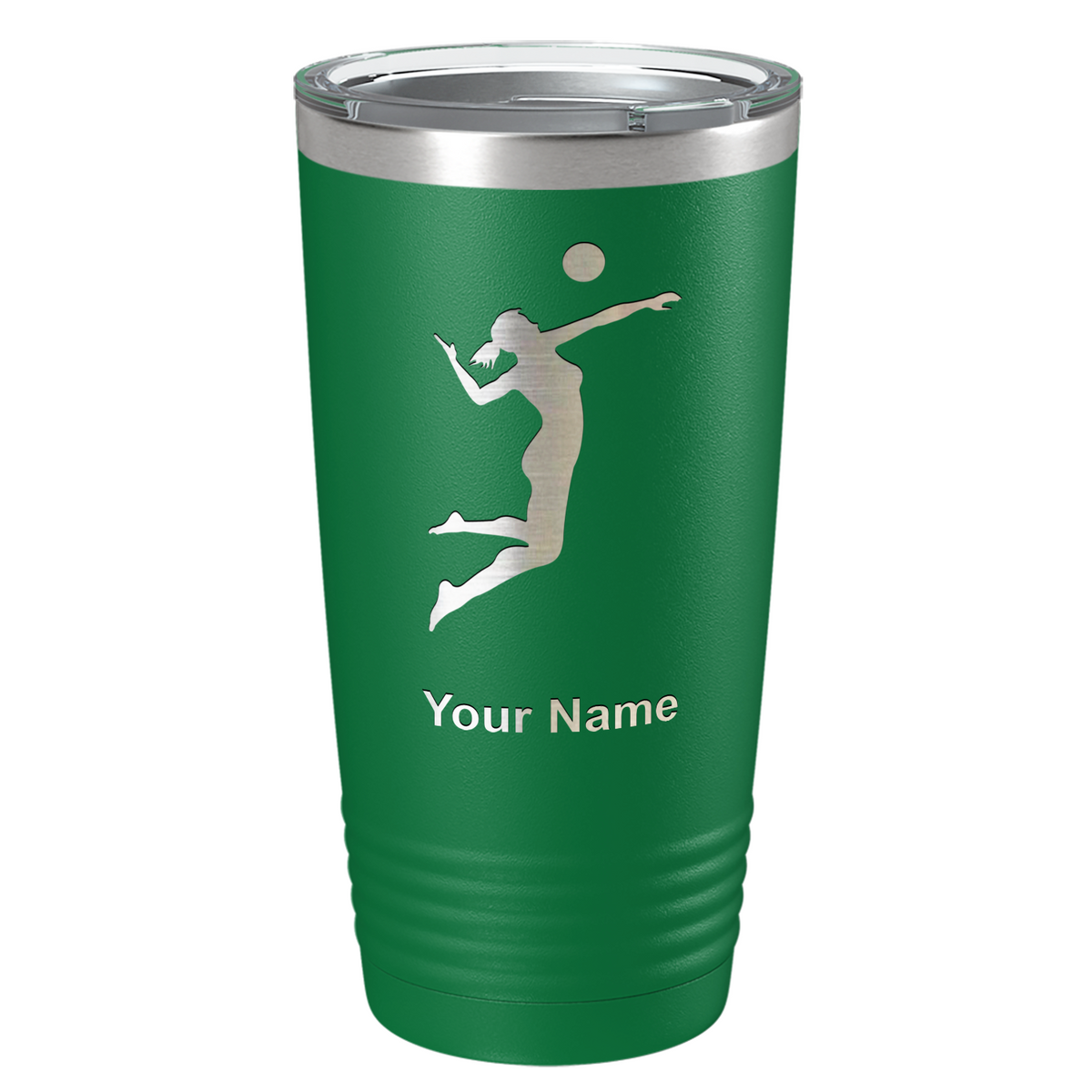 Personalized Volleyball Player Silhouette Laser Engraved on Stainless Steel Volleyball Tumbler