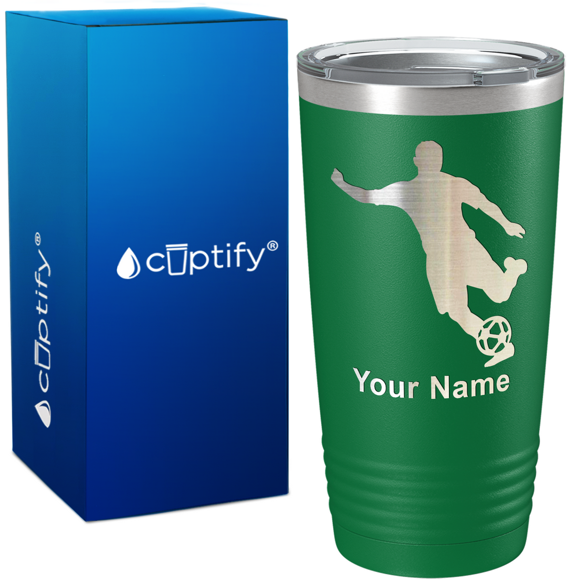 Personalized Soccer Player Silhouette on 20oz Tumbler