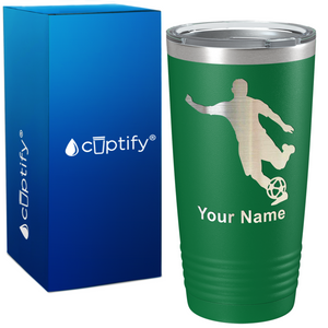 Personalized Soccer Player Silhouette on 20oz Tumbler