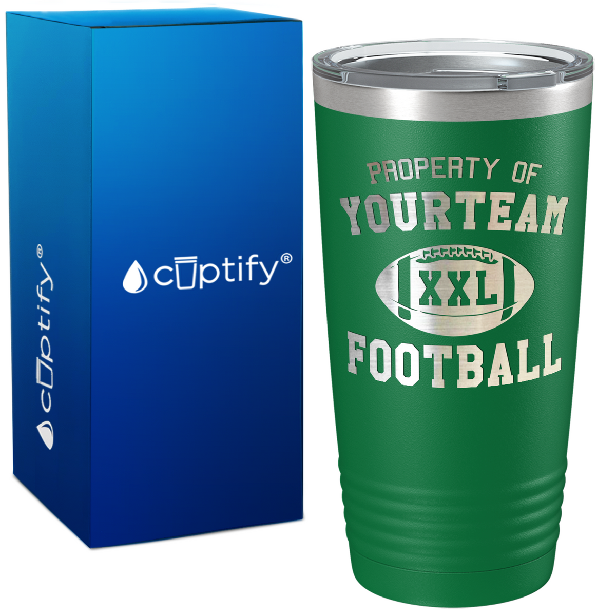 Personalized Property of Team Name Football on 20oz Tumbler