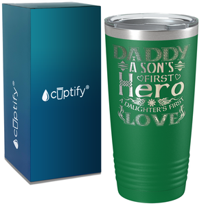 Daddy A Son's First Hero on Stainless Steel Dad Tumbler