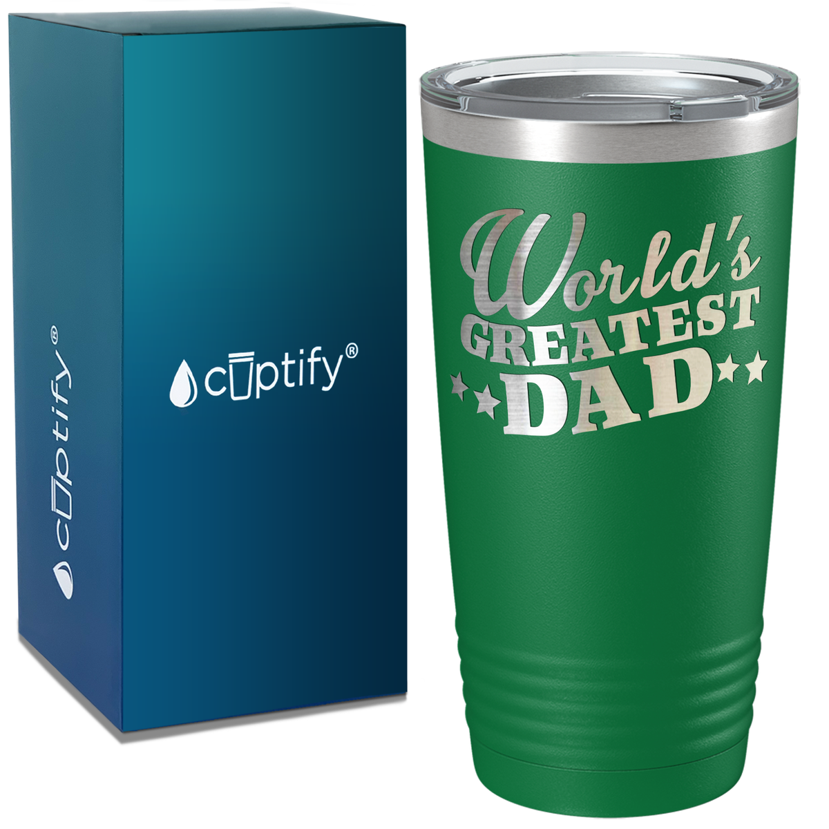 World's Greatest Dad Stars on Stainless Steel Dad Tumbler