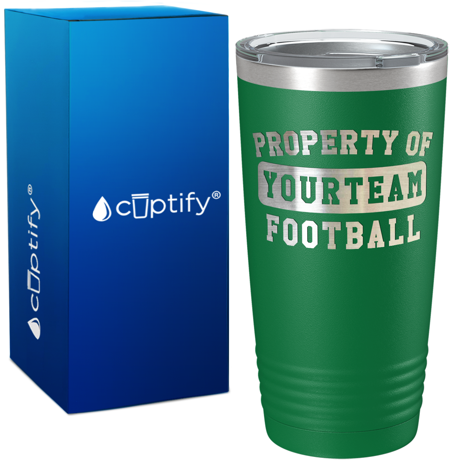 Personalized Property of Your Team Name Football on 20oz Tumbler