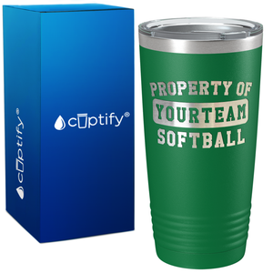 Personalized Property of Your Team Softball on 20oz Tumbler