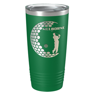 Personalized Golfer in Half Ball Laser Engraved on Stainless Steel Golf Tumbler