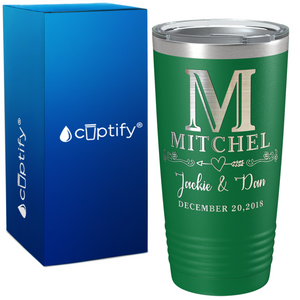 Monogrammed Anniversary Date on Wedding 20oz Tumbler