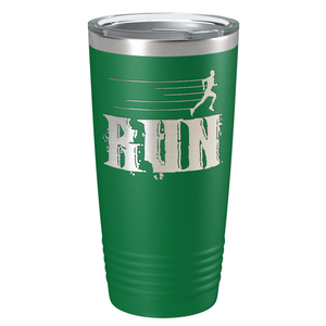 Run Laser Engraved on Stainless Steel Cross Country Tumbler