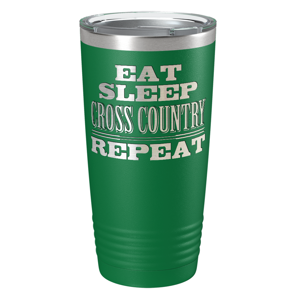 Eat Sleep Cross Country Repeat Laser Engraved on Stainless Steel Cross Country Tumbler