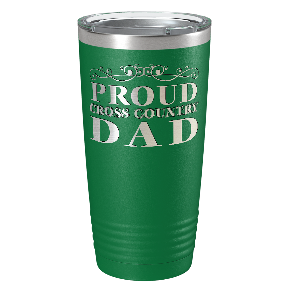 Proud Cross Country Dad Laser Engraved on Stainless Steel Cross Country Tumbler