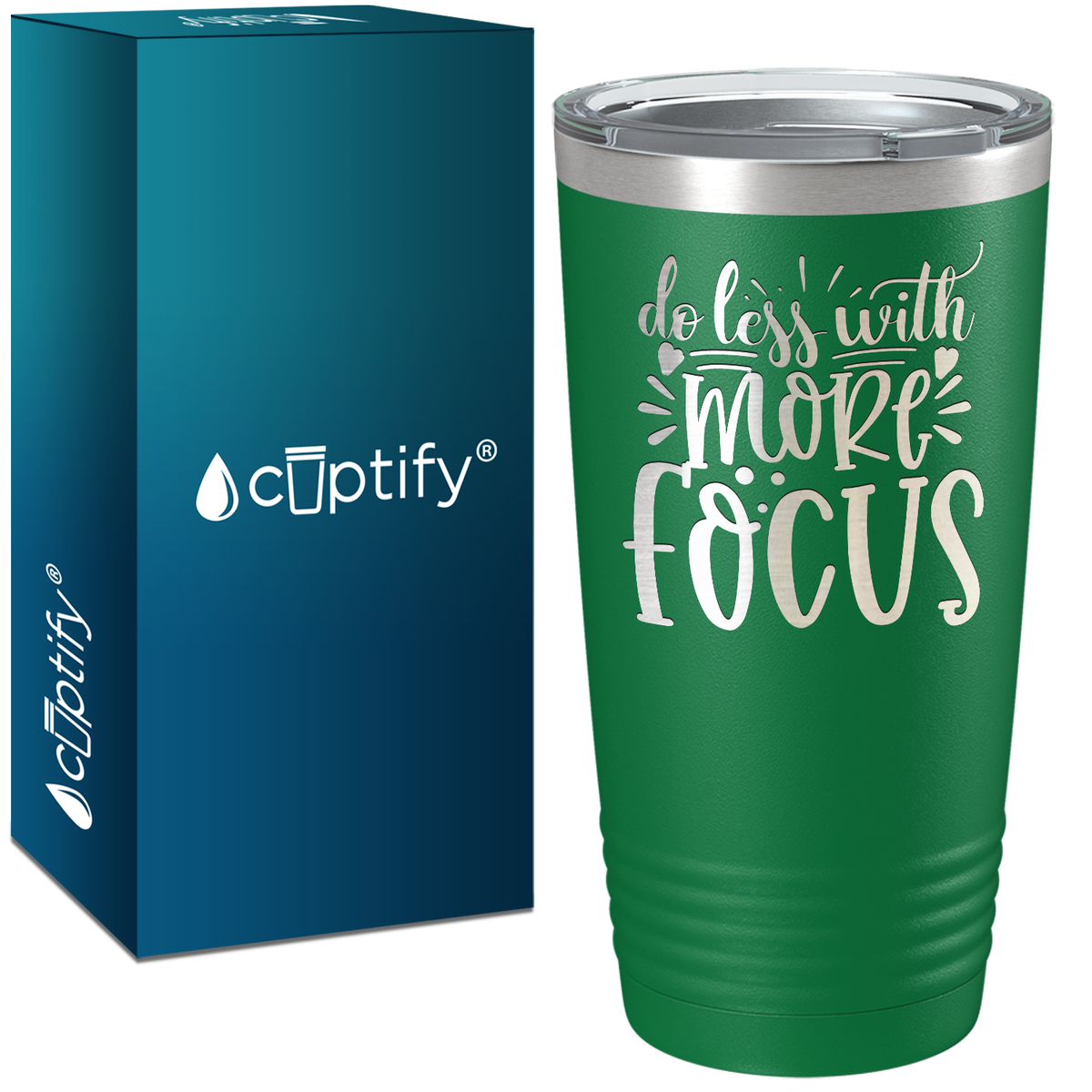 Do Less With More Focus Laser Engraved on Stainless Steel Motivational Tumbler