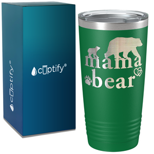 Mama Bear Hearts Laser Engraved Mom 20oz Tumbler