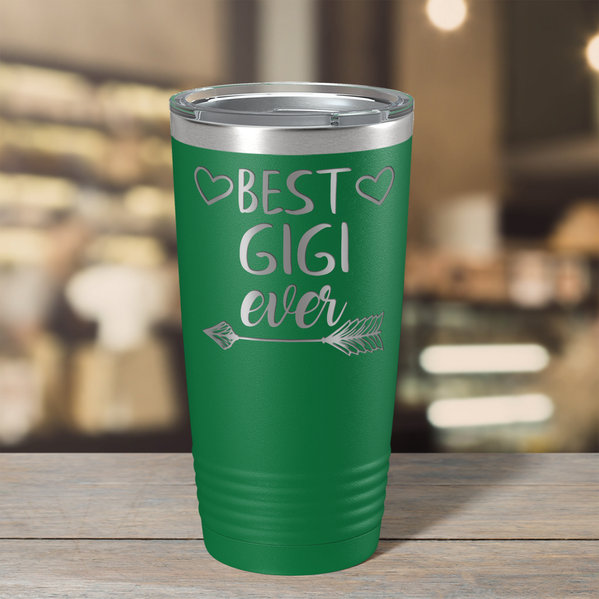 Best Gigi Ever on Green 20 oz Stainless Steel Ringneck Tumbler