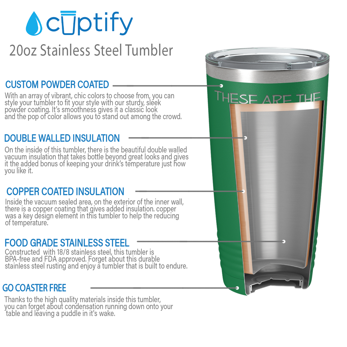 These are Tears of my Staff on Green 20 oz Stainless Steel Ringneck Tumbler