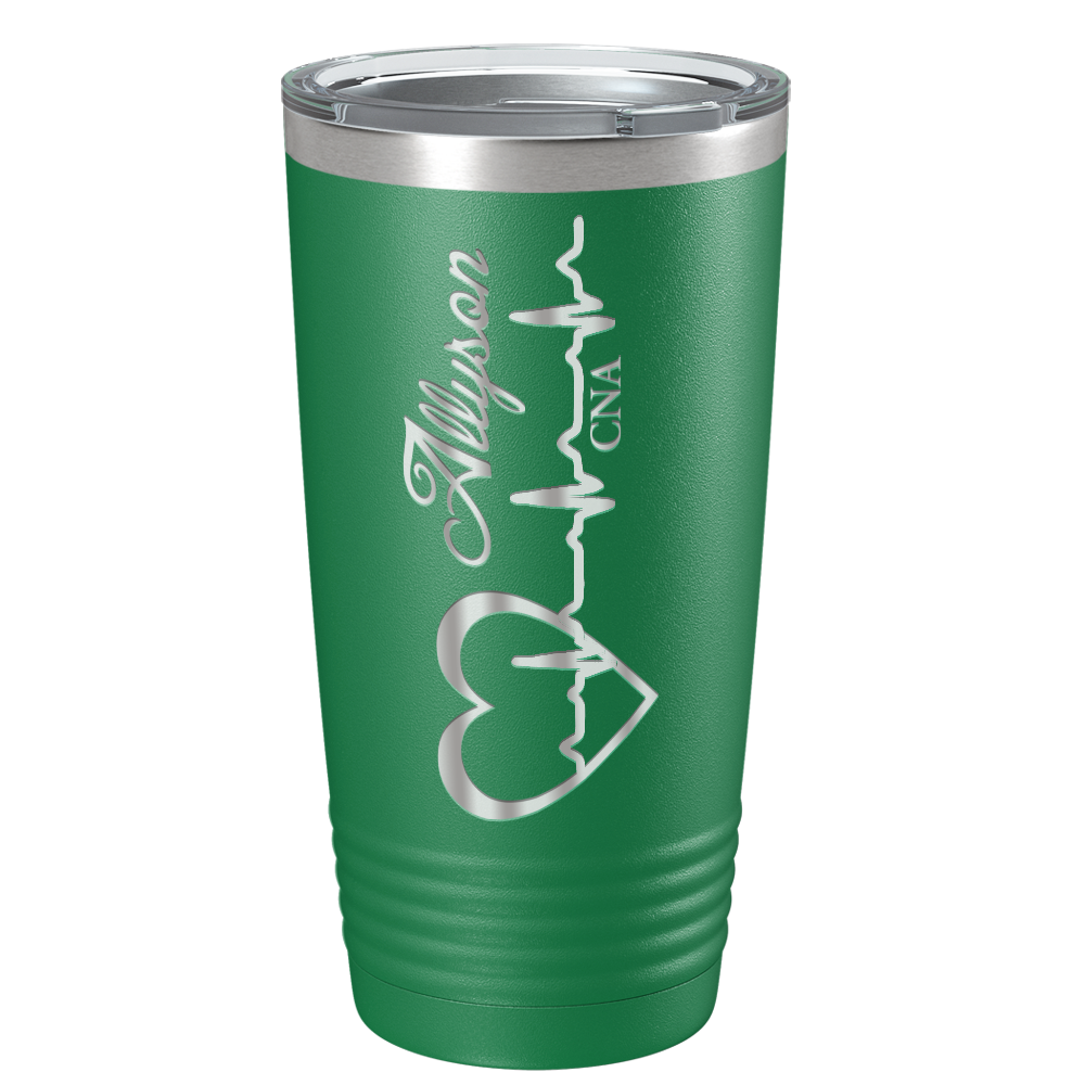 Personalized Nurse Laser Engraved 20oz Tumbler - Green Matte