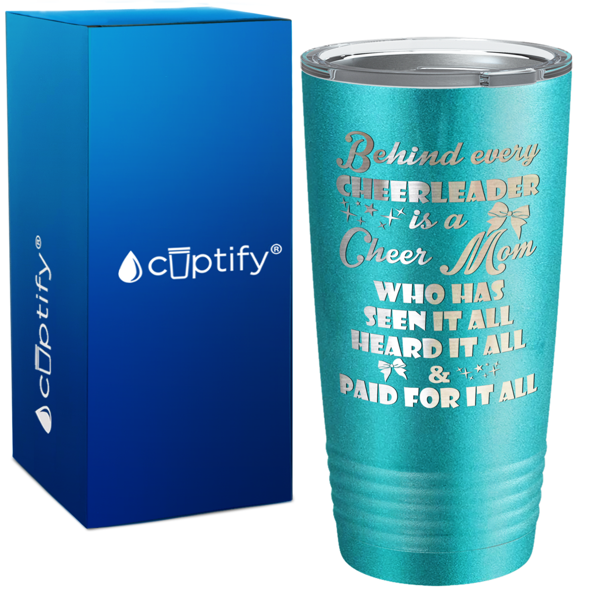 Behind Every Cheerleader Is A Cheer Mom on 20oz Tumbler