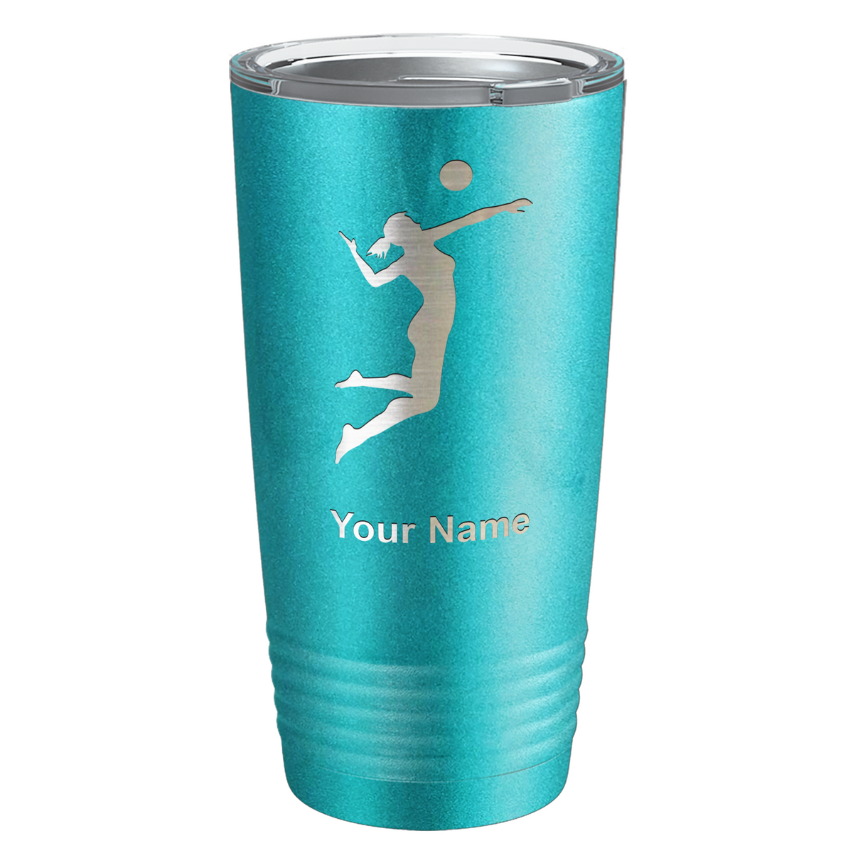Personalized Volleyball Player Silhouette Laser Engraved on Stainless Steel Volleyball Tumbler