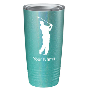 Golf Player Silhouette on Stainless Steel Golf Tumbler