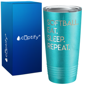 Eat Sleep Softball Repeat on 20oz Tumbler