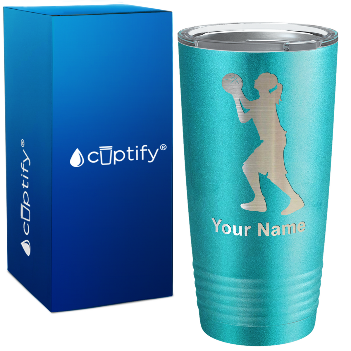 Personalized Girl Shooting Basketball on 20oz Tumbler
