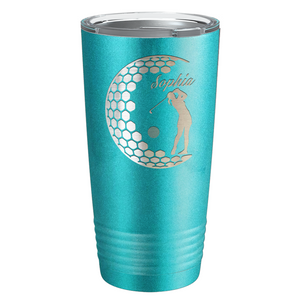 Personalized Women Golfer Laser Engraved on Stainless Steel Golf Tumbler