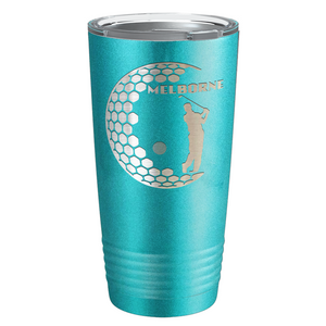 Personalized Golfer in Half Ball Laser Engraved on Stainless Steel Golf Tumbler