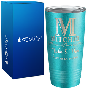 Monogrammed Anniversary Date on Wedding 20oz Tumbler