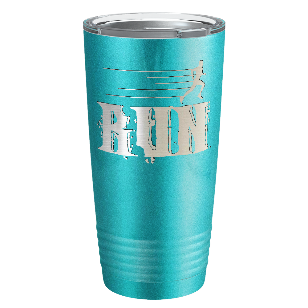 Run Laser Engraved on Stainless Steel Cross Country Tumbler