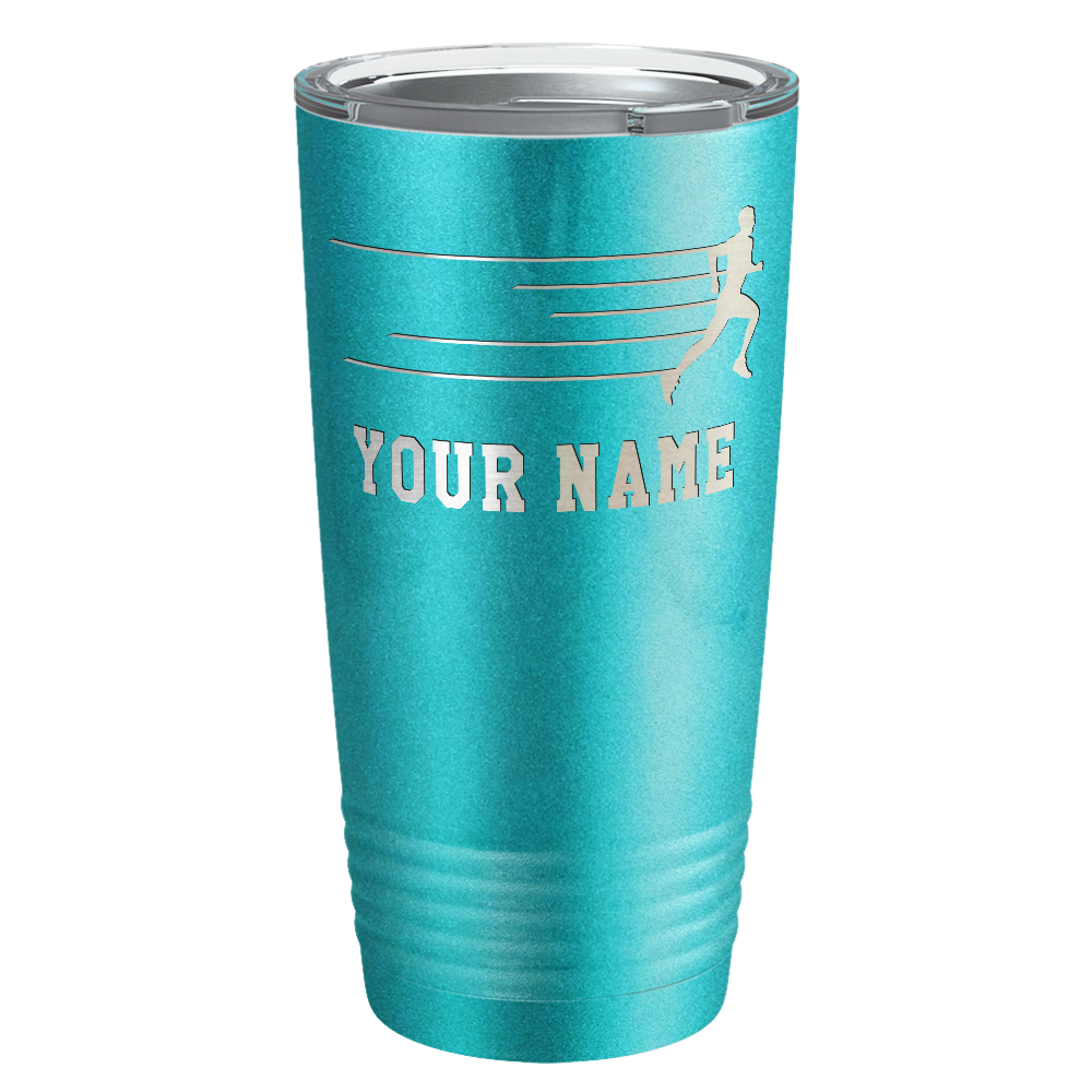 Running Man Cross Country Laser Engraved on Stainless Steel Cross Country Tumbler