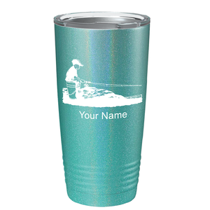 Little Boy Fishing on Stainless Steel Fishing Tumbler