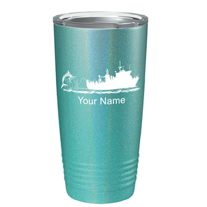 Marlin Boat Fishing on Stainless Steel Fishing Tumbler