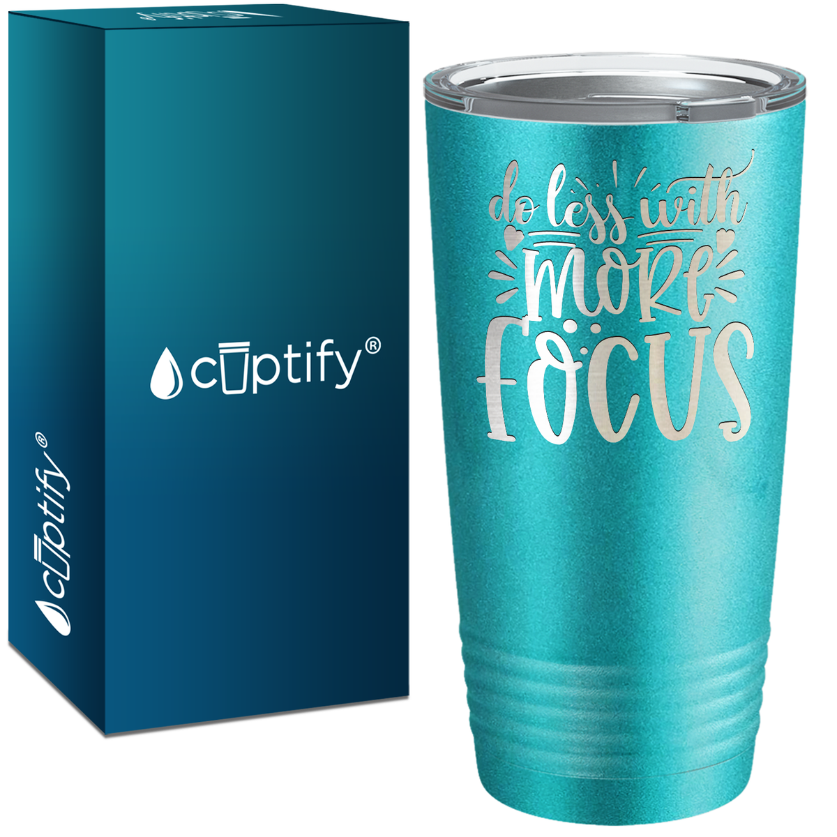 Do Less With More Focus Laser Engraved on Stainless Steel Motivational Tumbler