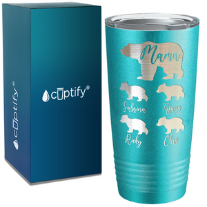 Mama Bear with Four Cubs on Mom 20oz Tumbler