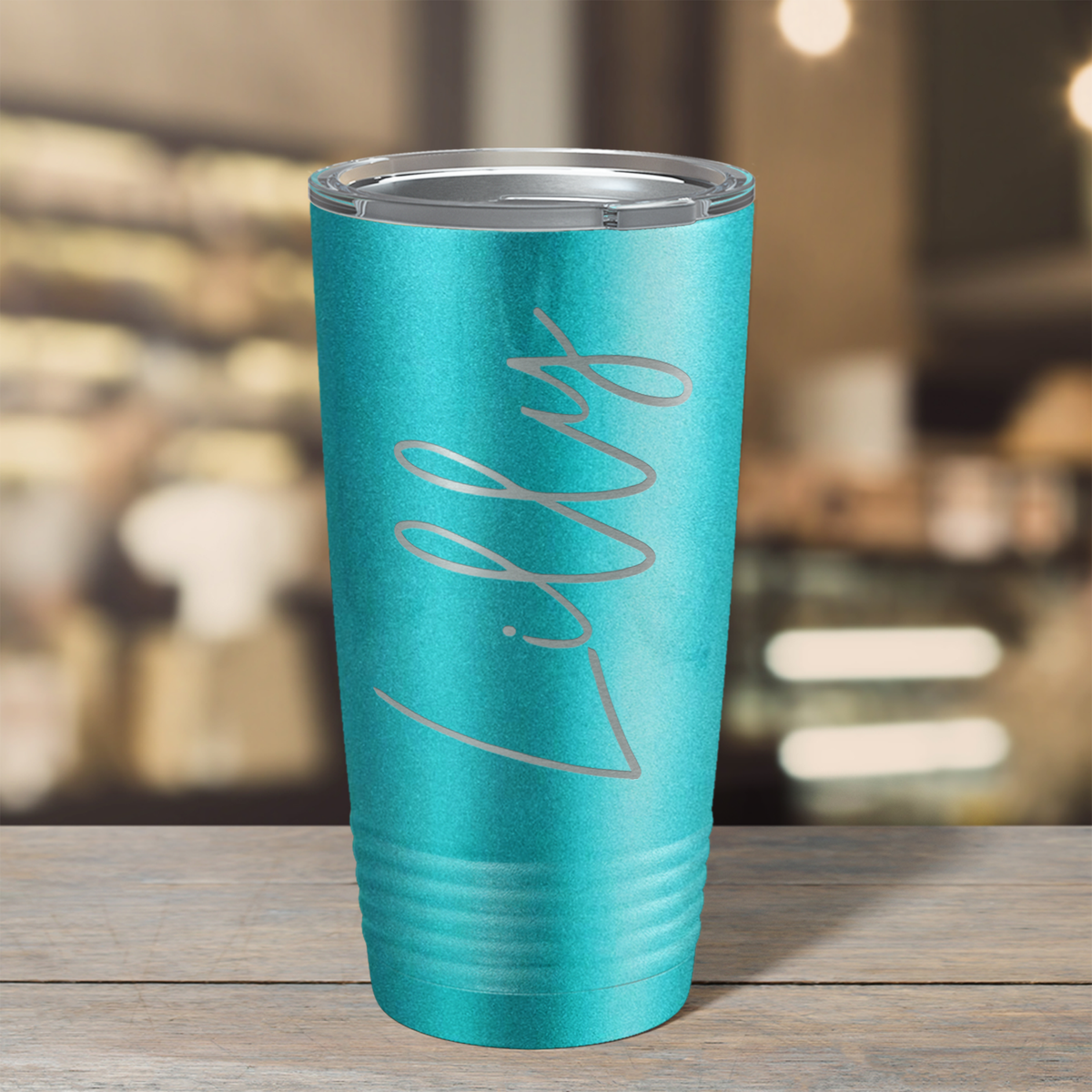 Cuptify Personalized on Seafoam Glitter 20 oz Stainless Steel Ringneck Tumbler