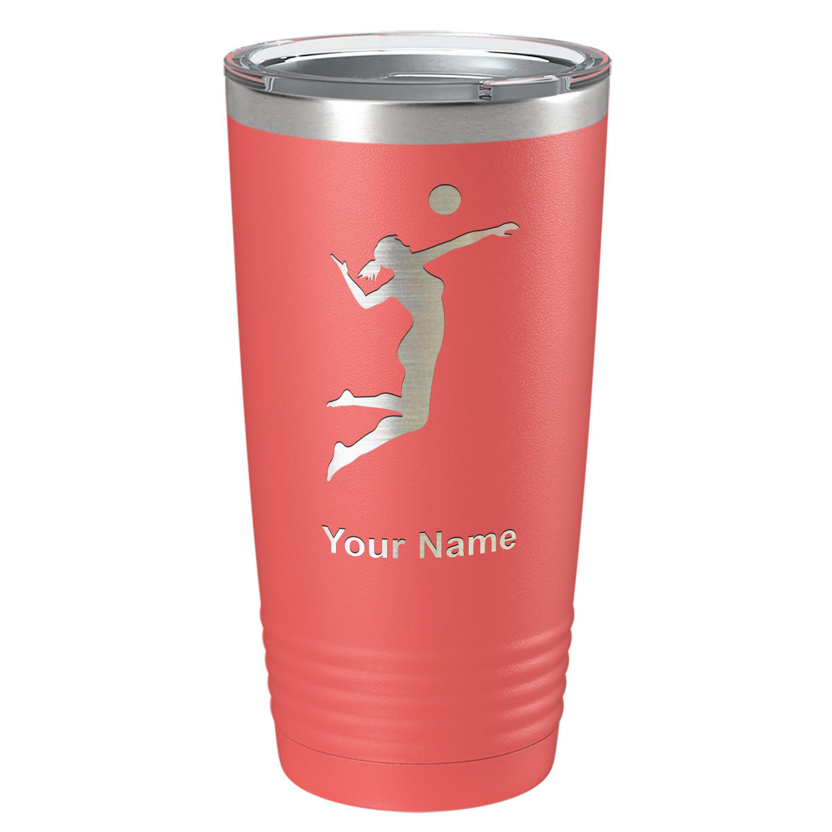 Personalized Volleyball Player Silhouette Laser Engraved on Stainless Steel Volleyball Tumbler