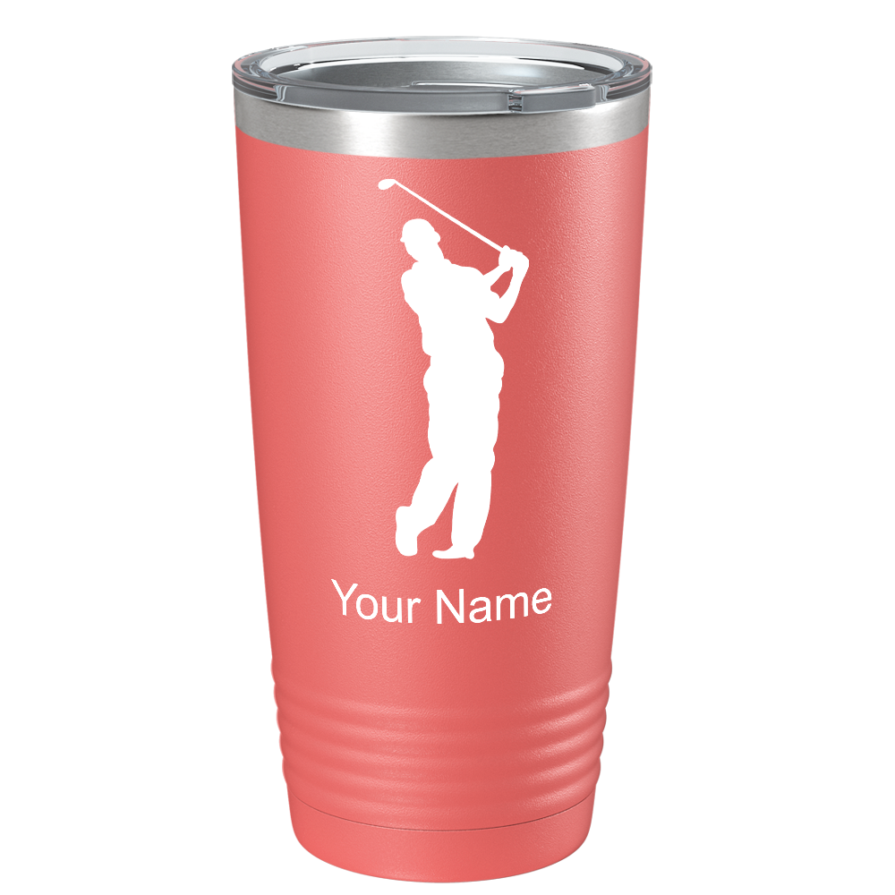 Golf Player Silhouette on Stainless Steel Golf Tumbler
