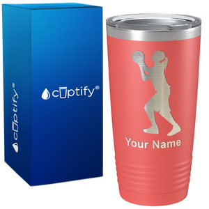 Personalized Girl Shooting Basketball on 20oz Tumbler
