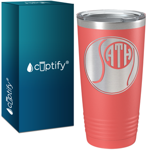 Personalized Monogrammed Tennis Ball Laser Engraved on Stainless Steel Tennis Tumbler
