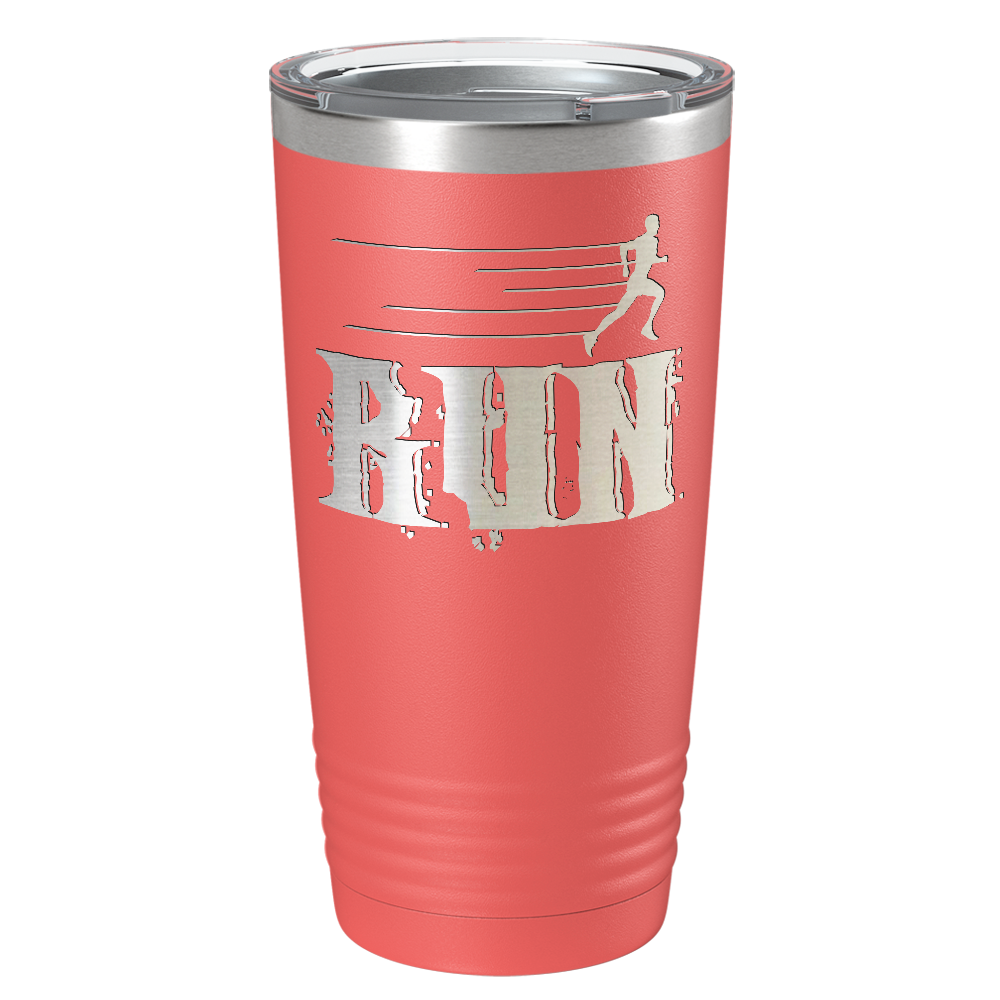 Run Laser Engraved on Stainless Steel Cross Country Tumbler