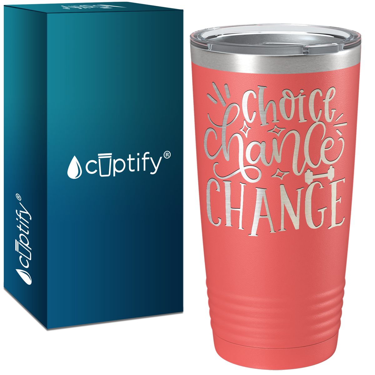 Choice Chance Change Laser Engraved on Stainless Steel Motivational Tumbler