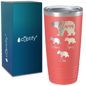 Mama Bear with Three Cubs on Mom 20oz Tumbler