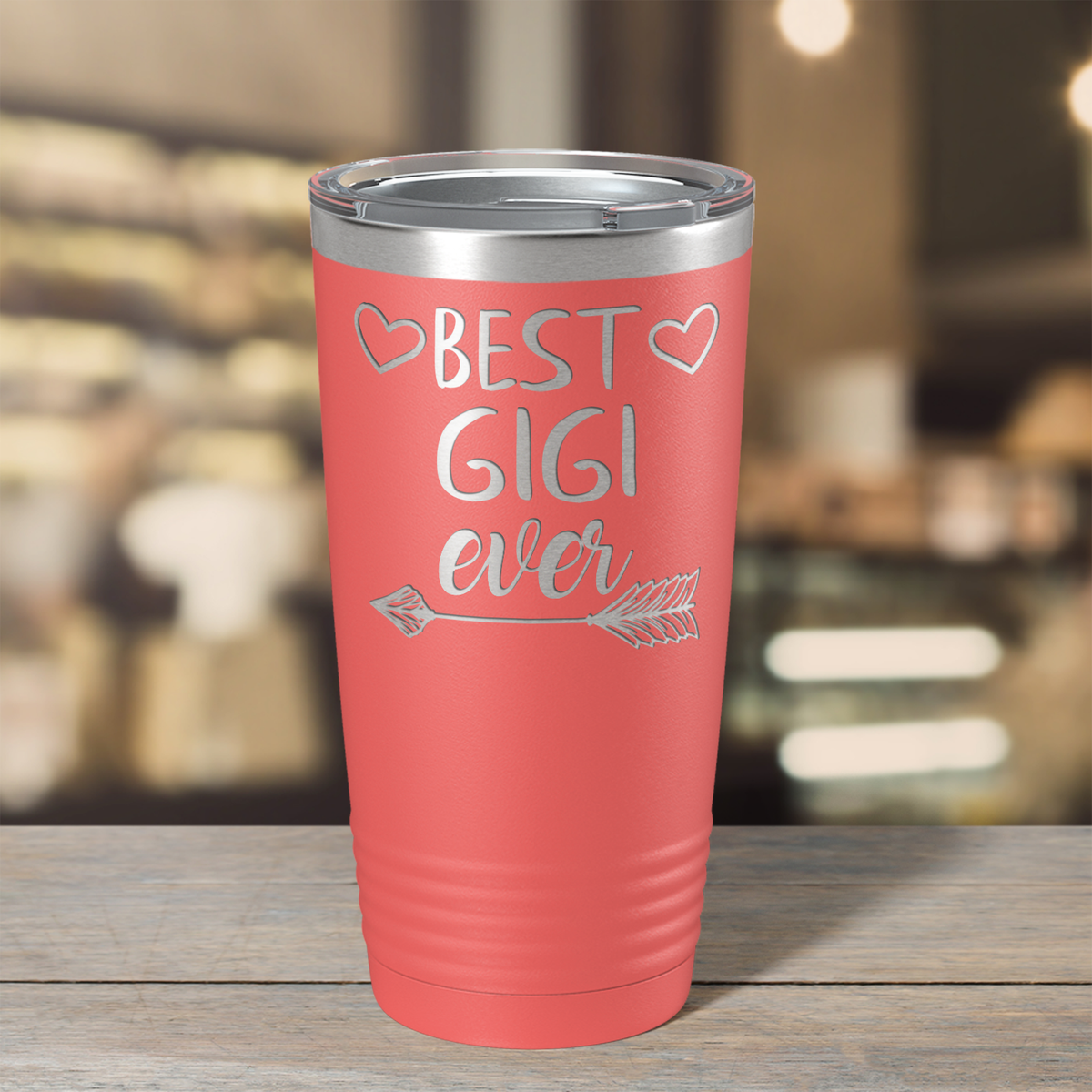 Best Gigi Ever on Guava 20 oz Stainless Steel Ringneck Tumbler