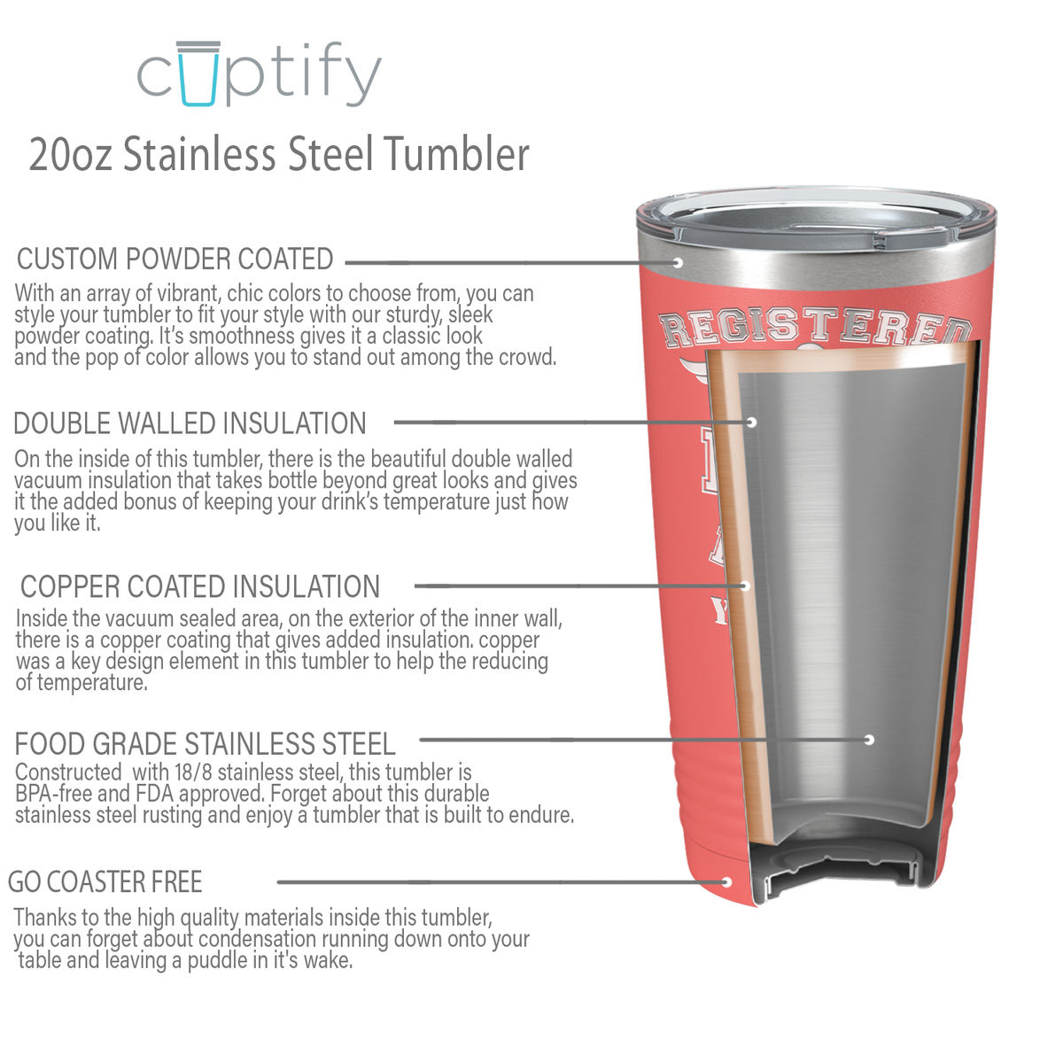 Personalized Nurse Laser Engraved 20oz Tumbler - Guava Matte