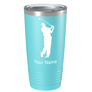 Golf Player Silhouette on Stainless Steel Golf Tumbler