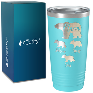 Mama Bear with Three Cubs on Mom 20oz Tumbler