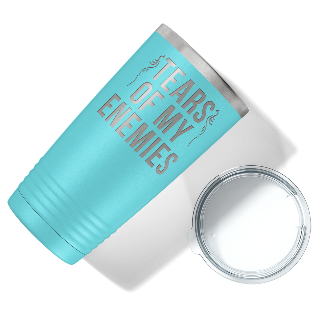 Tears of my Enemies on Lite Blue 20 oz Stainless Steel Ringneck Tumbler