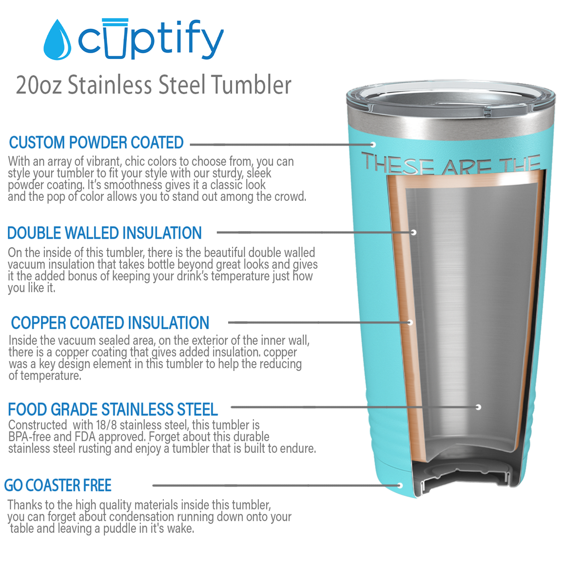 These are Tears of my Staff on Lite Blue 20 oz Stainless Steel Ringneck Tumbler